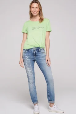 CAMP DAVID & SOCCX Ausbrenner-Shirt mit Logo aus Schmucksteinen light green lightgreen Clearance