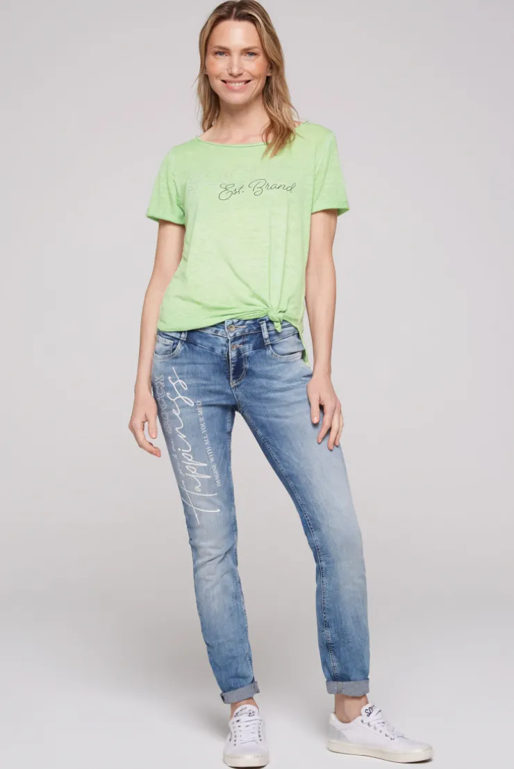 CAMP DAVID & SOCCX Ausbrenner-Shirt mit Logo aus Schmucksteinen light green lightgreen Clearance