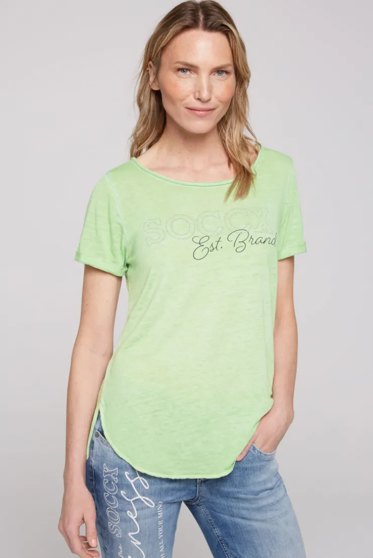 CAMP DAVID & SOCCX Ausbrenner-Shirt mit Logo aus Schmucksteinen light green lightgreen Clearance