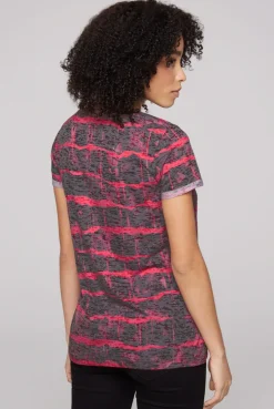 CAMP DAVID & SOCCX Ausbrenner-Shirt mit Pailletten-Logo pinky red pinkyred Sale