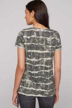 CAMP DAVID & SOCCX Ausbrenner-Shirt mit Pailletten-Logo stone beige stonebeige Best Sale