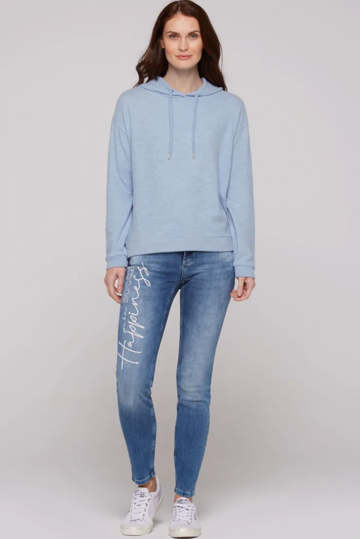 CAMP DAVID & SOCCX Basic Hoodie aus Flauschstrick cool blue coolblue Best Sale