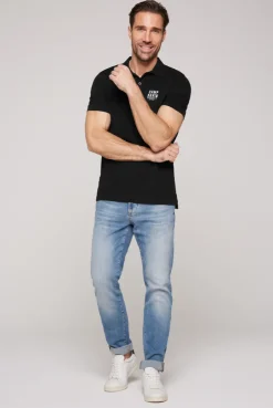 CAMP DAVID & SOCCX Basic Pikee-Polo mit Logo-Stickerei black Sale
