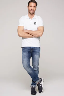 CAMP DAVID & SOCCX Basic Pikee-Polo mit Logo-Stickerei opticwhite Cheap