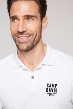 CAMP DAVID & SOCCX Basic Pikee-Polo mit Logo-Stickerei opticwhite Cheap