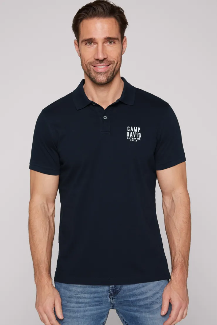 CAMP DAVID & SOCCX Basic Pikee-Polo mit Logo-Stickerei blue navy bluenavy Best Sale