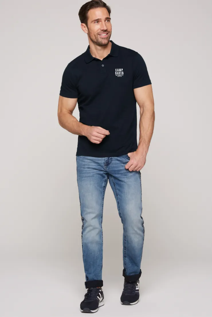 CAMP DAVID & SOCCX Basic Pikee-Polo mit Logo-Stickerei blue navy bluenavy Best Sale