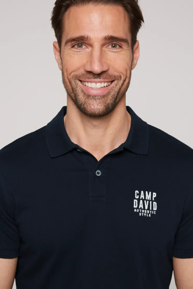 CAMP DAVID & SOCCX Basic Pikee-Polo mit Logo-Stickerei blue navy bluenavy Online