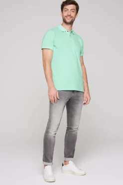 CAMP DAVID & SOCCX Basic Pikee-Polo mit Trikotkragen sun aqua sunaqua Flash Sale