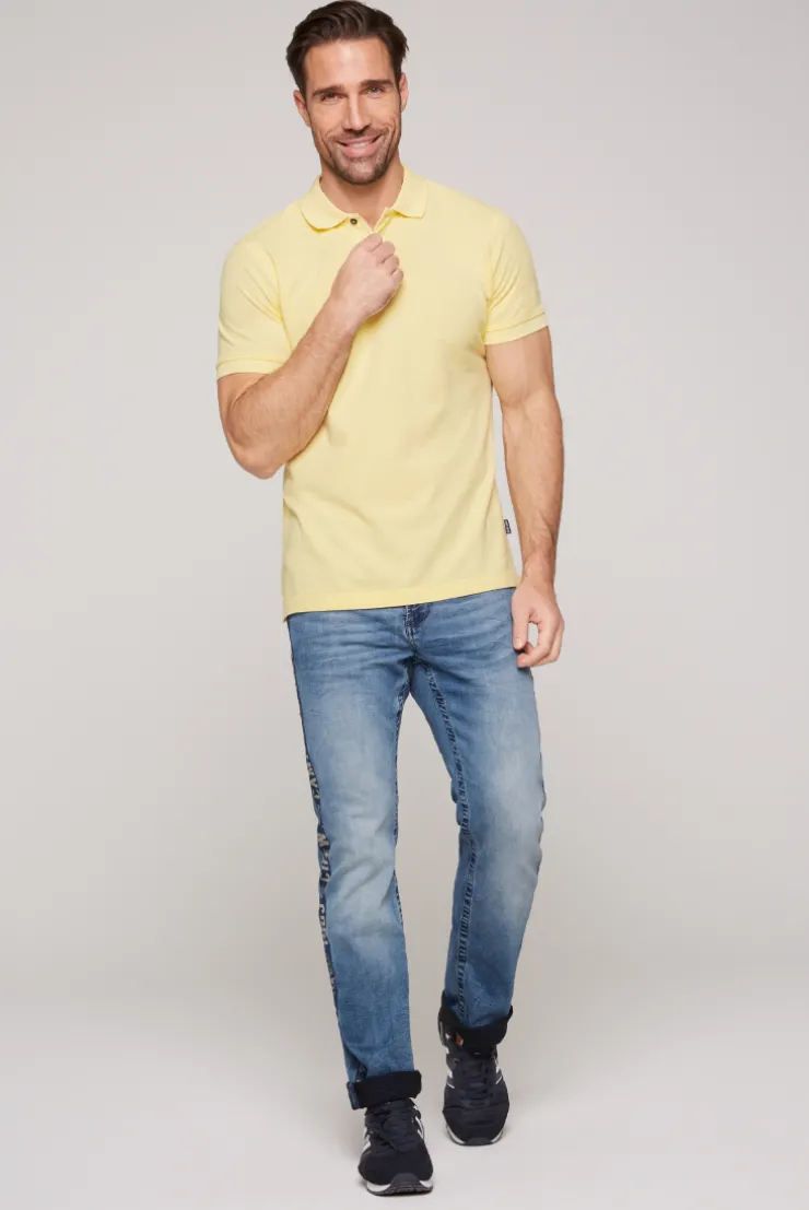 CAMP DAVID & SOCCX Basic Pikee-Polo mit Trikotkragen sun Cheap