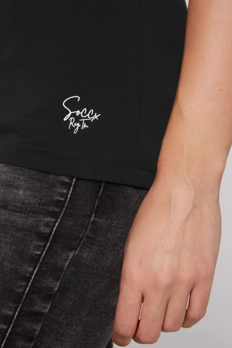 CAMP DAVID & SOCCX Basic Top mit Mini Logo Print black Fashion