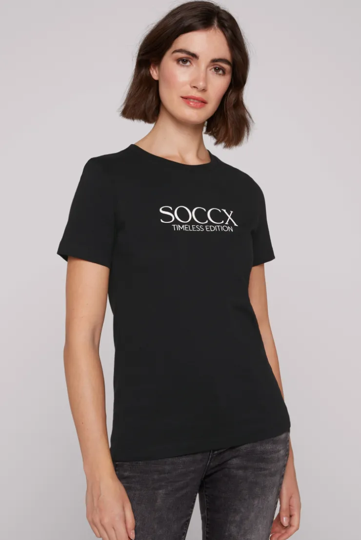 CAMP DAVID & SOCCX Basic T-Shirt mit Logo Print black Cheap