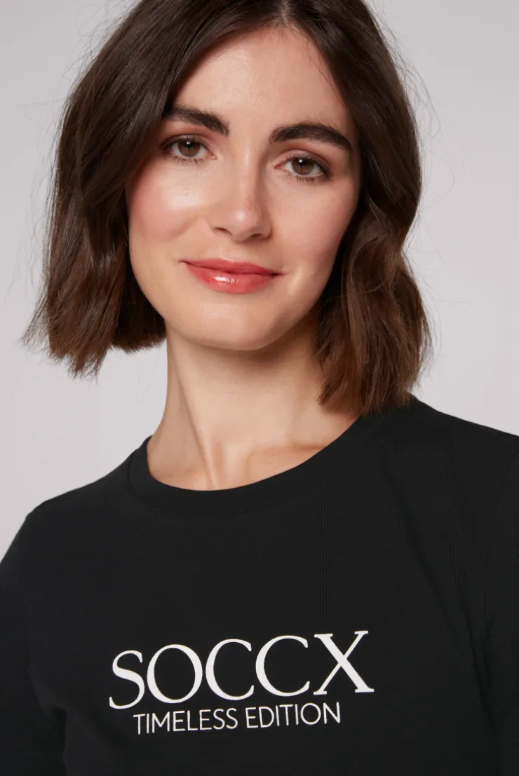 CAMP DAVID & SOCCX Basic T-Shirt mit Logo Print black Cheap