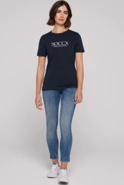 CAMP DAVID & SOCCX Basic T-Shirt mit Logo Print blue navy bluenavy New