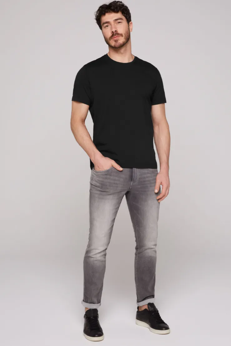 CAMP DAVID & SOCCX Basic T-Shirt mit Rundhalsausschnitt, Doppelpack / black Cheap