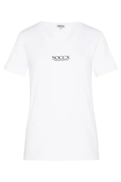 CAMP DAVID & SOCCX Basic T-Shirt mit V-Ausschnitt und Logo opticwhite Clearance