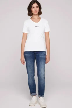 CAMP DAVID & SOCCX Basic T-Shirt mit V-Ausschnitt und Logo opticwhite Clearance