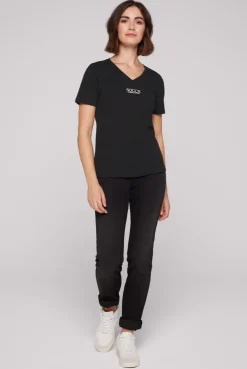 CAMP DAVID & SOCCX Basic T-Shirt mit V-Ausschnitt und Logo black Discount