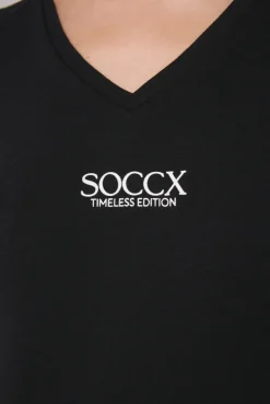 CAMP DAVID & SOCCX Basic T-Shirt mit V-Ausschnitt und Logo black Clearance