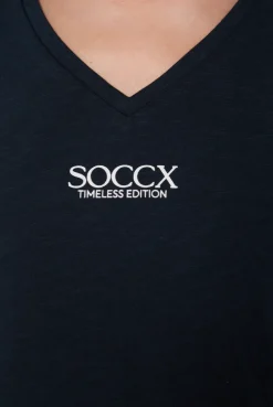 CAMP DAVID & SOCCX Basic T-Shirt mit V-Ausschnitt und Logo blue navy bluenavy Best Sale