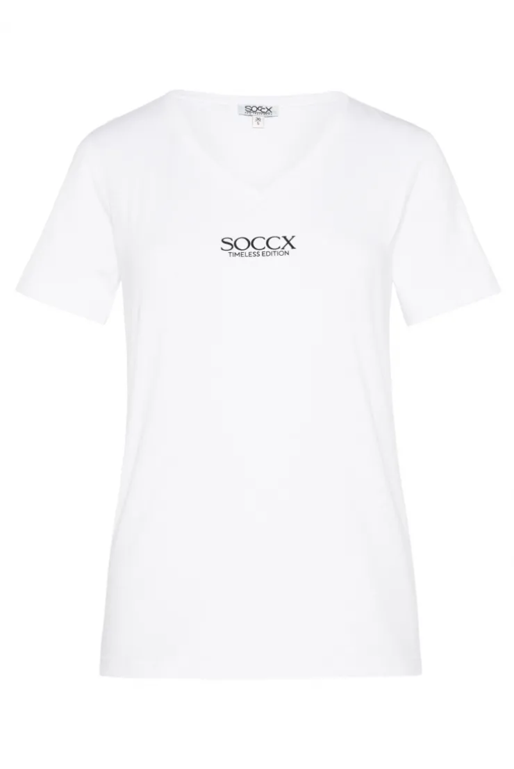 CAMP DAVID & SOCCX Basic T-Shirt mit V-Ausschnitt und Logo opticwhite Best Sale