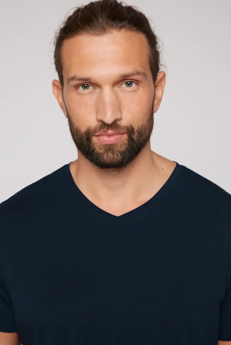 CAMP DAVID & SOCCX Basic T-Shirt mit V-Neck, Doppelpack blue navy / blue navy bluenavy New