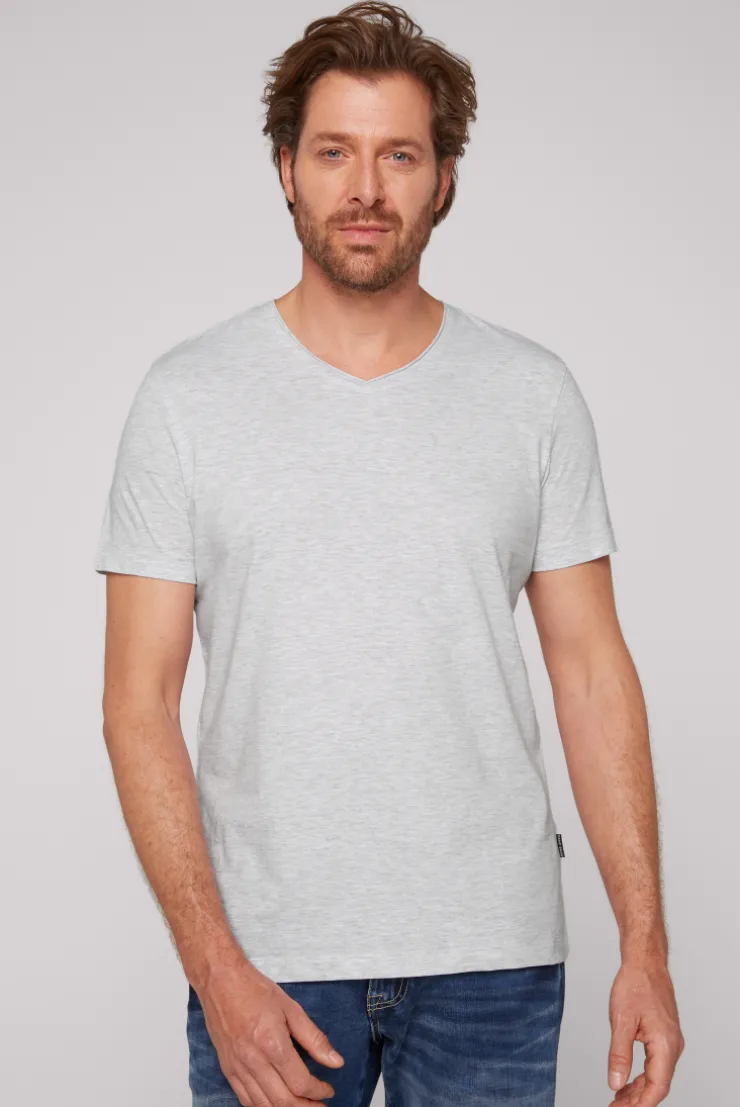 CAMP DAVID & SOCCX Basic T-Shirt V-Neck 2er-Pack grey melange greymelange Outlet