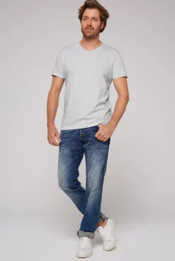 CAMP DAVID & SOCCX Basic T-Shirt V-Neck 2er-Pack grey melange greymelange Outlet
