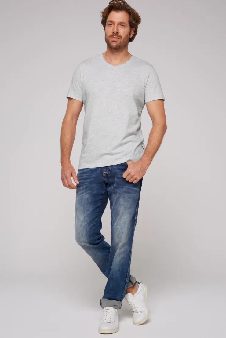 CAMP DAVID & SOCCX Basic T-Shirt V-Neck 2er-Pack grey melange greymelange Flash Sale
