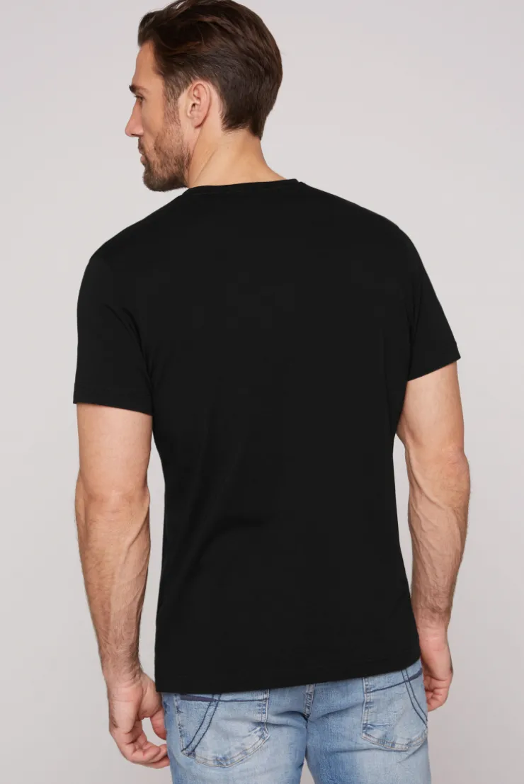 CAMP DAVID & SOCCX Basic T-Shirt V-Neck mit Logo Print black Best
