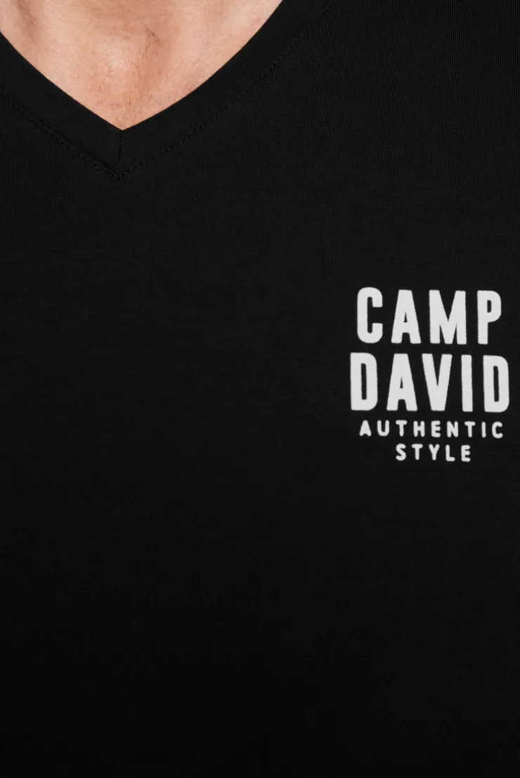 CAMP DAVID & SOCCX Basic T-Shirt V-Neck mit Logo Print black Best
