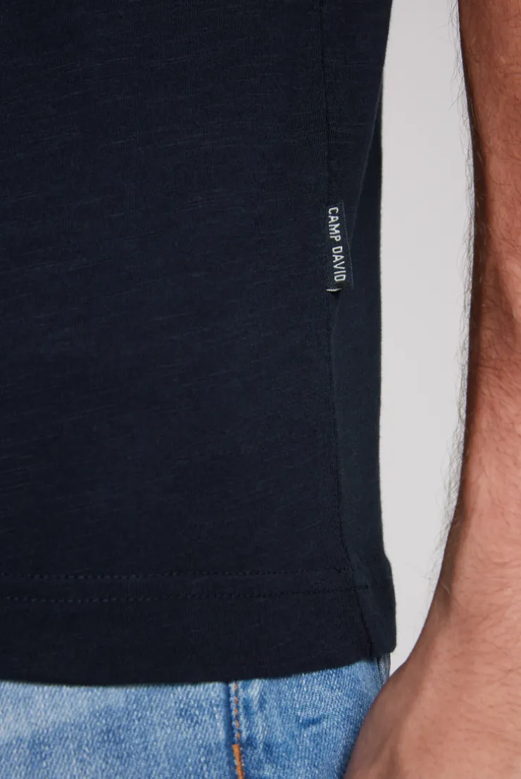 CAMP DAVID & SOCCX Basic T-Shirt V-Neck mit Used-Kante blue navy bluenavy Discount