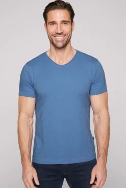 CAMP DAVID & SOCCX Basic T-Shirt V-Neck mit Used-Kante sky blue skyblue Cheap