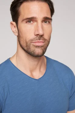 CAMP DAVID & SOCCX Basic T-Shirt V-Neck mit Used-Kante sky blue skyblue Cheap
