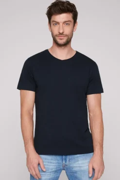 CAMP DAVID & SOCCX Basic T-Shirt V-Neck mit Used-Kante blue navy bluenavy Shop