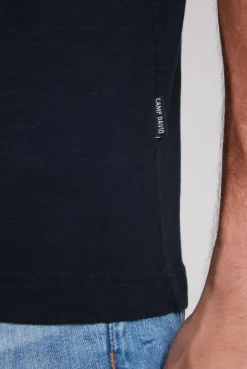 CAMP DAVID & SOCCX Basic T-Shirt V-Neck mit Used-Kante blue navy bluenavy Shop