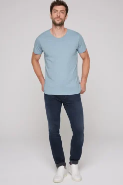 CAMP DAVID & SOCCX Basic T-Shirt V-Neck mit Used-Kante new blue newblue Hot
