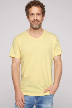 CAMP DAVID & SOCCX Basic T-Shirt V-Neck mit Used-Kante sun Hot