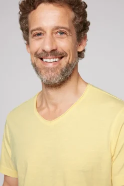 CAMP DAVID & SOCCX Basic T-Shirt V-Neck mit Used-Kante sun Hot