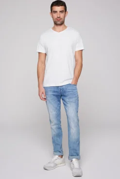 CAMP DAVID & SOCCX Basic T-Shirt V-Neck mit Used-Kante opticwhite Online