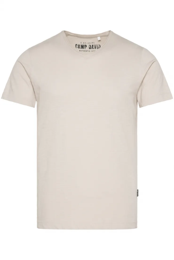 CAMP DAVID & SOCCX Basic T-Shirt V-Neck mit Used-Kante light cappuccino lightcappuccino Best