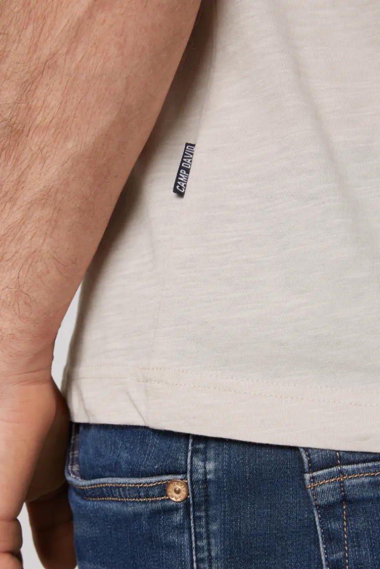 CAMP DAVID & SOCCX Basic T-Shirt V-Neck mit Used-Kante light cappuccino lightcappuccino Best