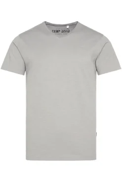 CAMP DAVID & SOCCX Basic T-Shirt V-Neck mit Used-Kante polo grey pologrey Online