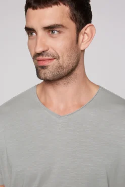 CAMP DAVID & SOCCX Basic T-Shirt V-Neck mit Used-Kante polo grey pologrey Online