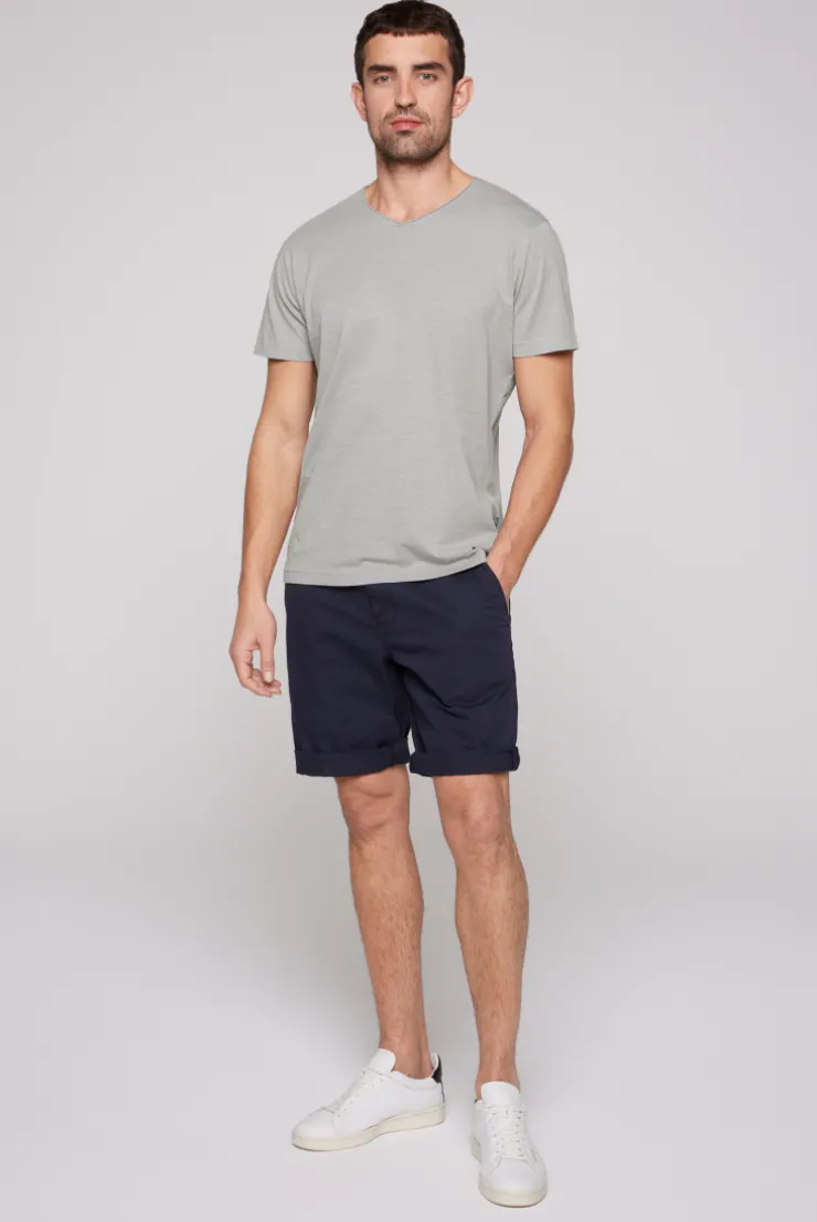 CAMP DAVID & SOCCX Basic T-Shirt V-Neck mit Used-Kante polo grey pologrey Best