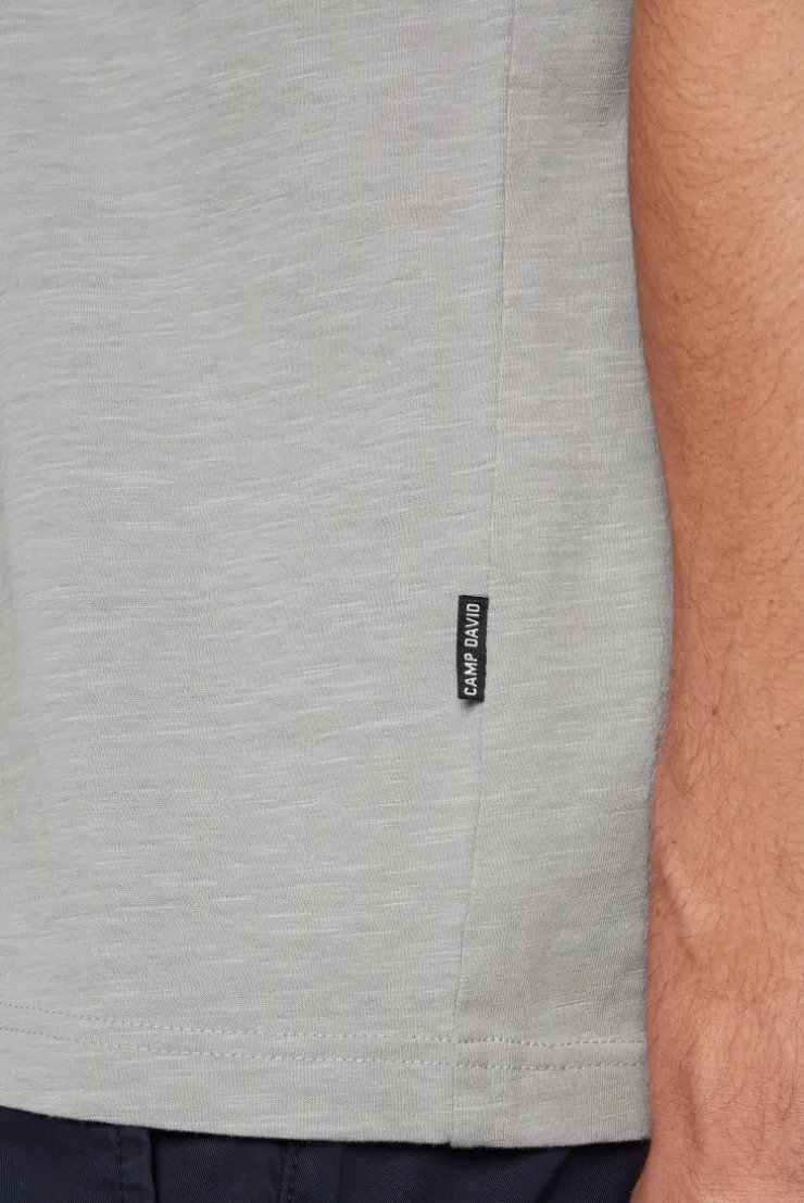 CAMP DAVID & SOCCX Basic T-Shirt V-Neck mit Used-Kante polo grey pologrey Best