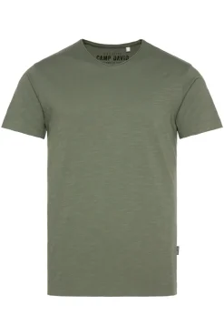 CAMP DAVID & SOCCX Basic T-Shirt V-Neck mit Used-Kante green olive greenolive Sale