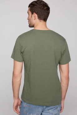 CAMP DAVID & SOCCX Basic T-Shirt V-Neck mit Used-Kante green olive greenolive Outlet