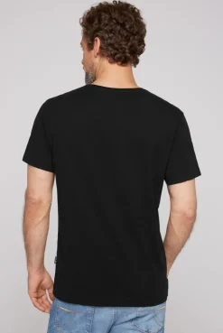 CAMP DAVID & SOCCX Basic T-Shirt V-Neck mit Used-Kante black Cheap