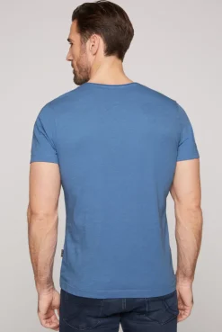 CAMP DAVID & SOCCX Basic T-Shirt V-Neck mit Used-Kante sky blue skyblue Hot